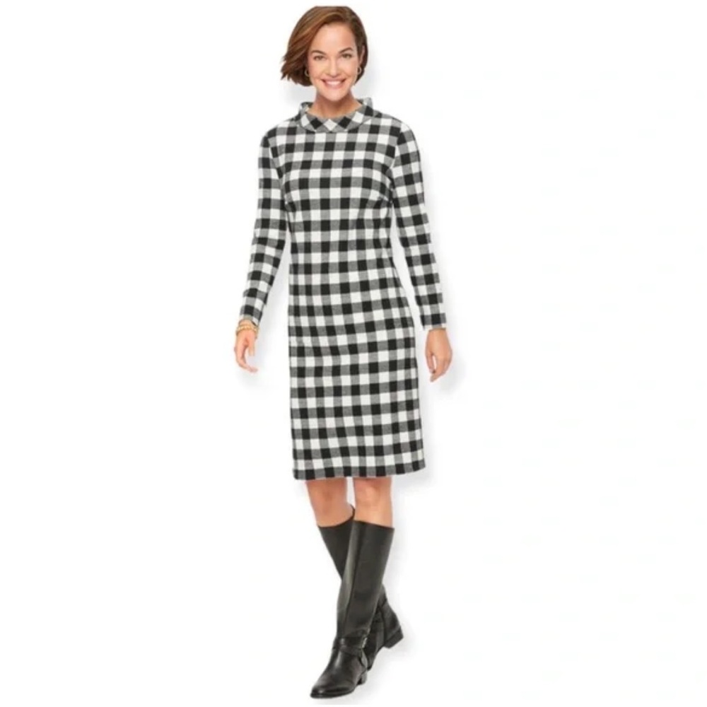 Talbots Buffalo‎ Plaid Dress Black and White Size Smalll